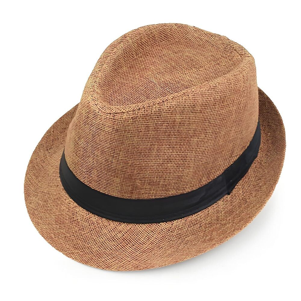5037 Fedora Hats Short Brim Unisex Summer Beach Style 1920s Party